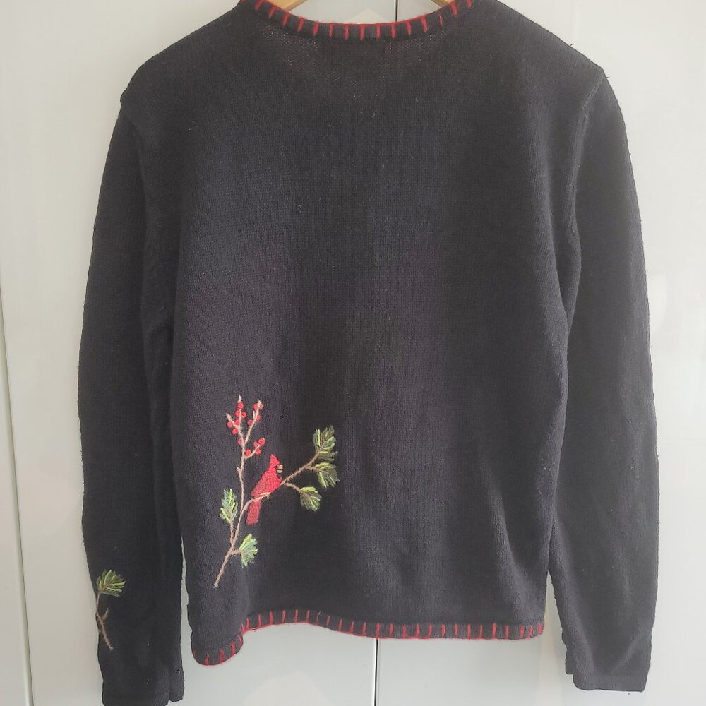 Coldwater Creek Embroidered Cardinal/Bird Cotton Cottagecore Cardigan Size M - Picture 4 of 10